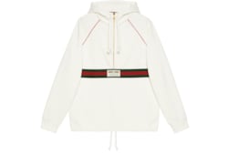 Sudadera con tribanda Web y etiqueta Gucci en marfil GUCCI ES
