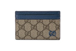 Bi-color card case with GG detail in beige and ebony Supreme | GUCCI® US