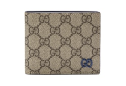 Blue interior bi fold wallet in beige and ebony Supreme GUCCI AE