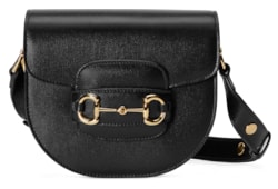 Mini borsa rotonda Gucci Horsebit 1955 in pelle nera GUCCI Italia