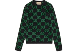 GG wool jacquard jumper in black and green GUCCI UK