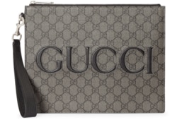 Gucci Pouch mit Riemen in grauer und schwarzer GG Supreme GUCCI DE