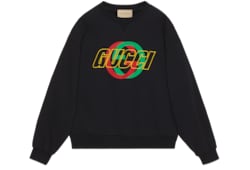 Cotton jersey sweatshirt with embroidery in black | GUCCI® US