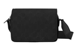 Rubber-effect medium messenger bag in black leather | GUCCI® US