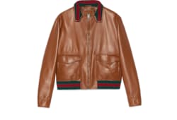 Leather bomber jacket in light brown GUCCI Canada