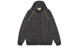 Jumbo GG zip jacket with Web in grey and dark grey GUCCI US