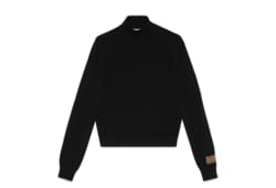 Cashmere polo neck with Gucci intarsia in black GUCCI MX