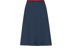 Cotton poplin skirt with Web in dark blue | GUCCI® GR Cotton poplin skirt with Web in dark blue | GUCCI® GR