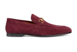 Mocassino Gucci Jordaan uomo in pelle scamosciata rossa GUCCI Italia