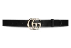 Ceinture fine GG Marmont en cuir noir GUCCI Canada