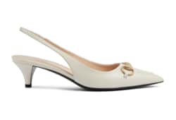 Damenpumps mit Fersenriemchen und Horsebit in weißes Leder | GUCCI® DE