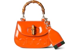 Donatella - Orange bamboo handle shopping bag