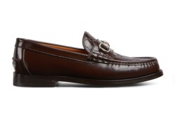 Men's loafer with Horsebit in brown GG leather | GUCCI® SG