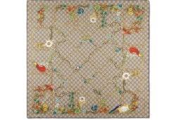 GUCCI シルクスカーフ ベージュ・ブラウン　ブーツデザイン org.jpg