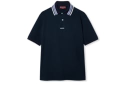 Embroidered cotton polo shirt in navy GUCCI Canada