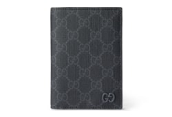 GG passport case with grey interior in black GG Supreme