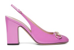 Women s Horsebit slingback in pink patent leather GUCCI GR