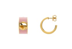 Gucci Blondie enamel hoop earrings in light pink, gold-toned metal | GUCCI®  US