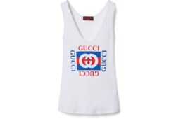 Rib cotton tank top with Gucci print in White Ready-to-wear  