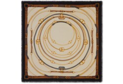 GG belt print cashmere silk shawl in ivory and black | GUCCI® US