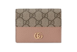 ☆韓国の人気☆【GUCCI】☆GG MARMONT CARD CASE WALLET☆ Bi-color GG Marmont card case wallet in black leather and GG