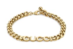 Chain bracelet with Gucci script in yellow gold-toned metal