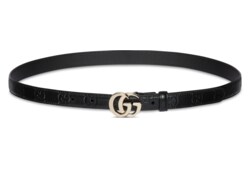 GUCCI ブラックレザー ベルト GGパターン GUCCI GG PATTERNED EMBOSSED LOGO BUCKLE LEATHER BELT/グッチ