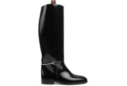 Women's slim Horsebit boot in bordeaux shiny leather | GUCCI® US