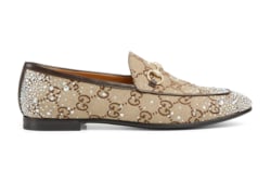 Women s Gucci Jordaan loafer in beige and dark brown GG canvas GUCCI Canada