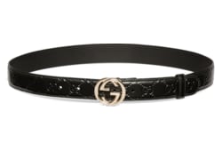 GUCCI GGパターン ベルト ブラック/アイボリー Belt with Interlocking G buckle in black GG leather | GUCCI