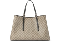 GG Emblem large tote bag in beige and dark brown fabric GUCCI Canada