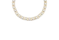 Resin pearl choker necklace in light gold-toned metal
