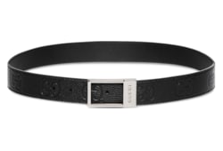 レクタングル バックル GGベルトブラック レザー | GUCCI公式