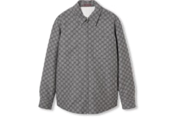 24SS⭐️未使用級⭐️グッチ　GG ウールフランネル オーバージャケット　46 GGフランネル オーバーシャツグレー＆ダークグレー | GUCCI公式