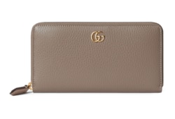Black Leather Zip Around Wallet With Gold-Toned GG | GUCCI® US