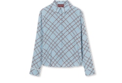 お歳暮 2025 shirt chine de crêpe silk Printed in red and blue light パンツ
