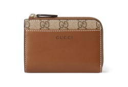 GGエンブレム〕ジップ カードケースブラウン レザー | GUCCI公式
