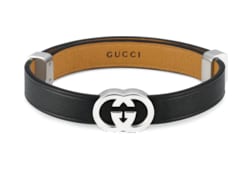 Gucci Interlocking leather bracelet in black leather | GUCCI® US