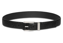 Embossed GG belt with squared buckle in black | GUCCI® US