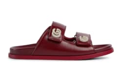 GUCCI｜SANDALS (816633 AAEKU 1000) Women's sandal with crystal Double G in black leather