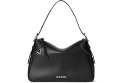 GG Emblem medium shoulder bag in black leather | GUCCI® US