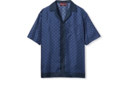 プリント シルクツイル ボウリングシャツブルー | GUCCI公式