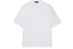 グッチ ホワイトコットンクルーネックTシャツ、ウェブディテール 本日限定特価】GUCCI クルーネックTシャツ - 高品質コットンで