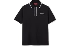 エンブロイダリー コットンピケ ポロTシャツブラック | GUCCI公式
