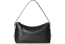 GUCCI GGエンブレム ミディアム ショルダーバッグ【関税送料込】 GGエンブレム〕ミディアム ショルダーバッグブラック GGレザー
