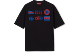 GUCCI グッチ　ロゴ Tシャツ　S 半袖　ブラック　コットン GUCCI ロゴ ウォッシュドオーバーサイズ Tシャツブラック