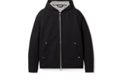 グッチフード付きジャケット Cotton jersey hooded jacket with Web in black | GUCCI® US