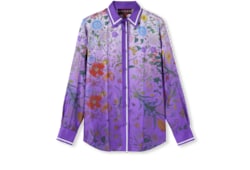 Printed silk shirt in lilac and purple | GUCCI® SG