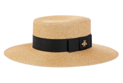 GUCCI カンカン帽　蜂モチーフ ラメ ゴールド Lamé papier hat in black and gold lamé | GUCCI® US