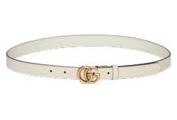 【極美品】正規品 GUCCI グッチ スリムベルト GG ホワイト 白 ゴールド GGマーモント〕リバーシブル スリムベルトホワイト レザー